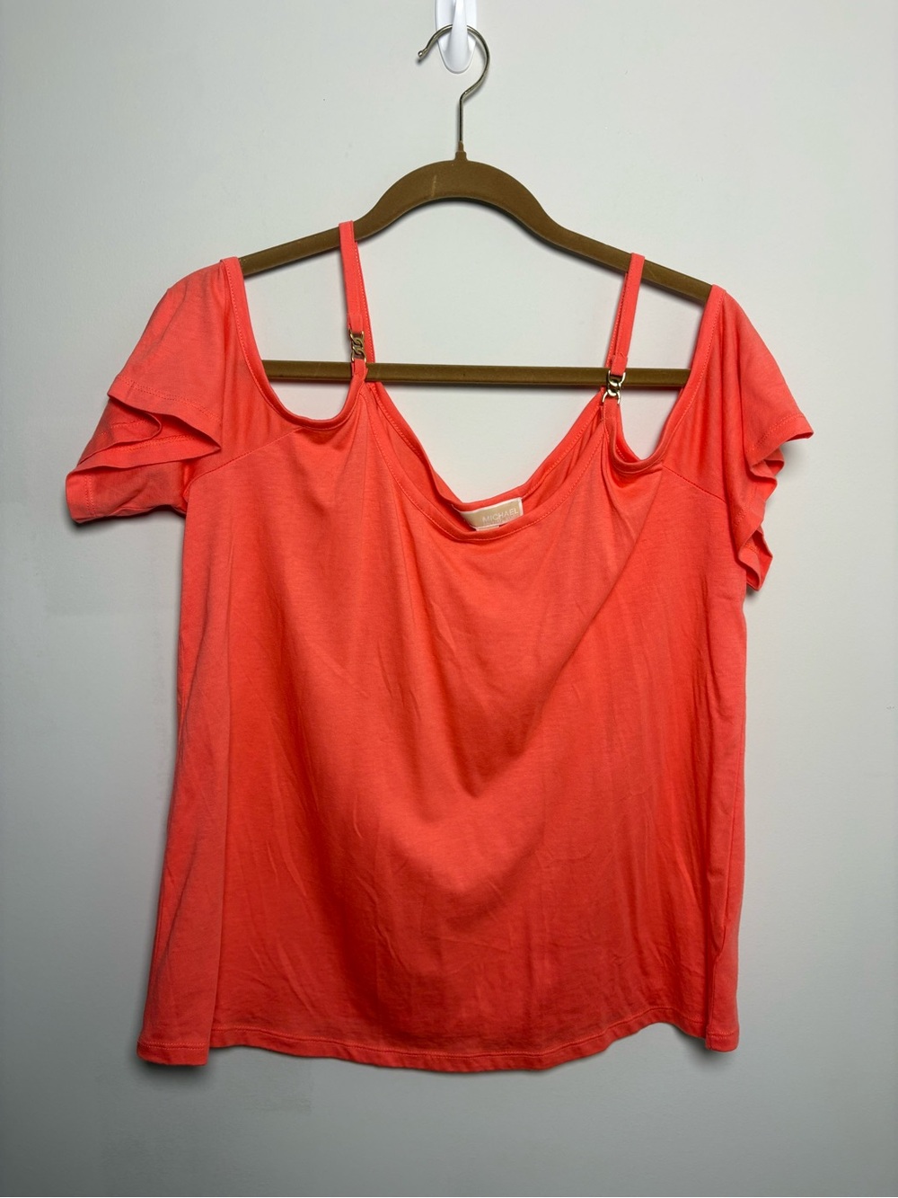Michael Kors Coral Cold-Shoulder Ruffle Tank Top